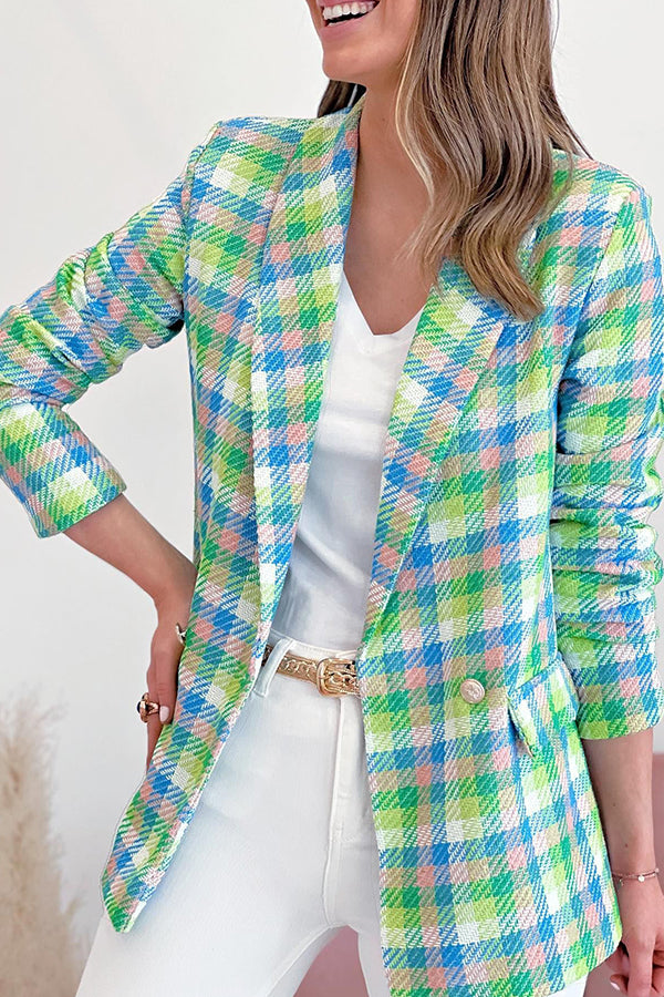 Luvik | Painetut olkalaukut kaksinkertainen nappi rento takki