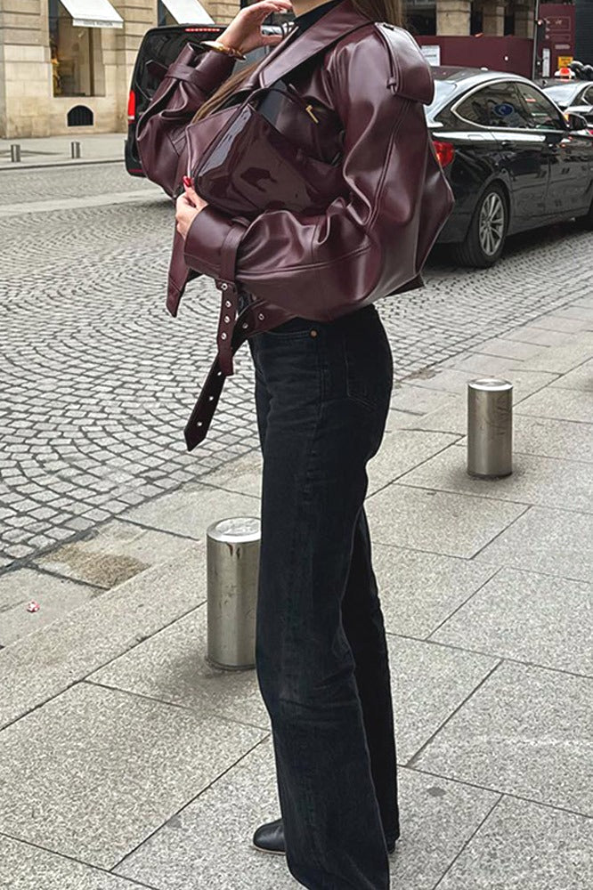 Luvik | PU Nahkamoottoripyörätakki