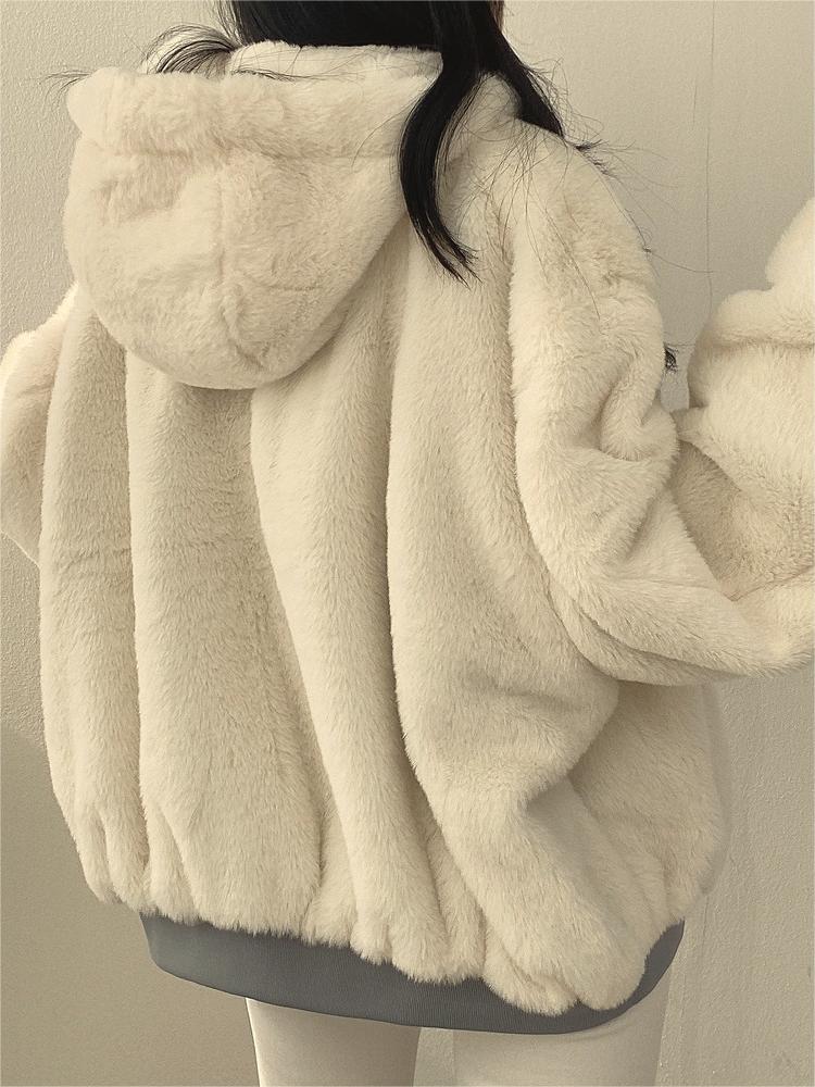 Luvik | Ylisuuri musta fleece-takki hupulla