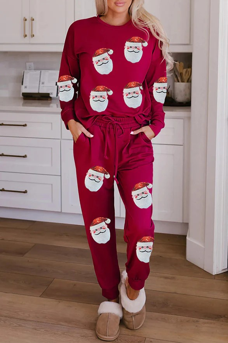 Luvik | Rento Juhlapukeutuminen Joulupukki Joulukuusi Karkki Palahetti Nauhoitus O-kaula Pitkähihaiset Kaksi osaa (3 Väriä)