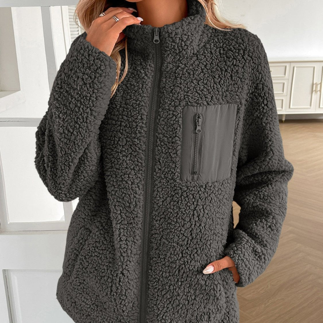 Luvik | Råkul Vinter Glidelås Fuzzy Jakke Til Damer