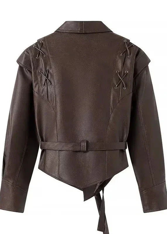 Luvik | Nahkavyölenkkitakki kanssa vyö