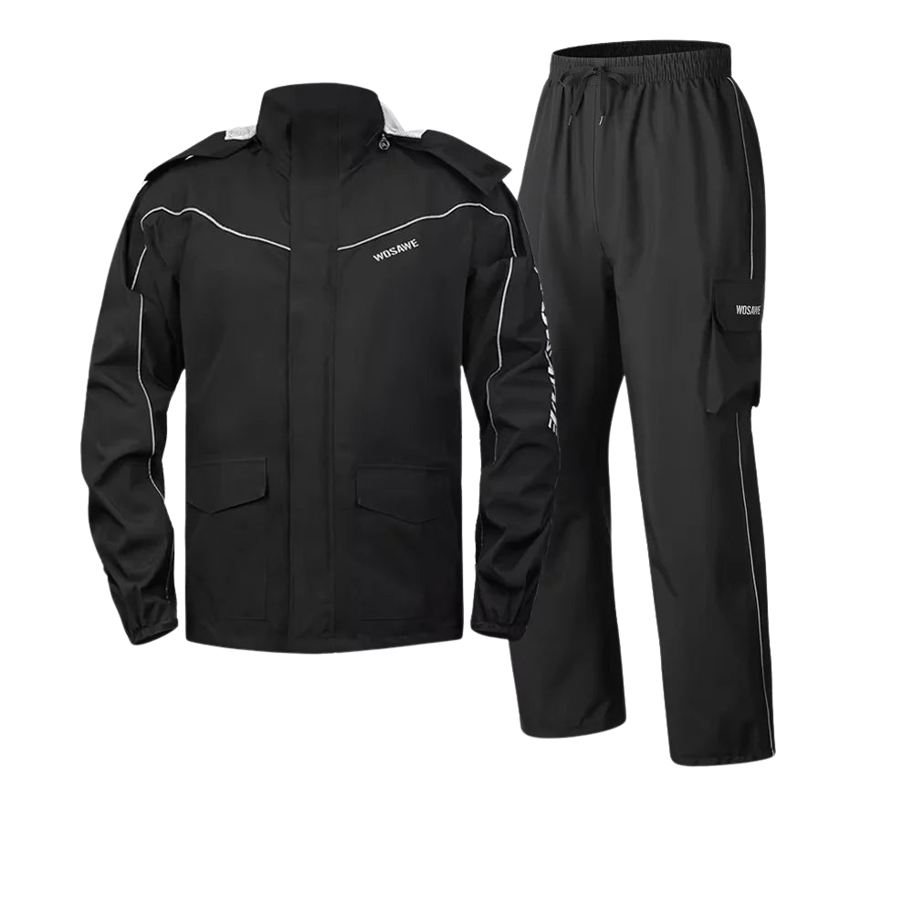 Luvik | Miesten moottoripyörä sadejakku vesitiivis - Heijastava musta/vihreä S-2XL