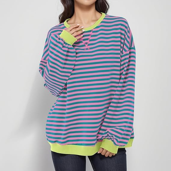 Luvik | Mukava Ylipitkä Raidallinen Neule