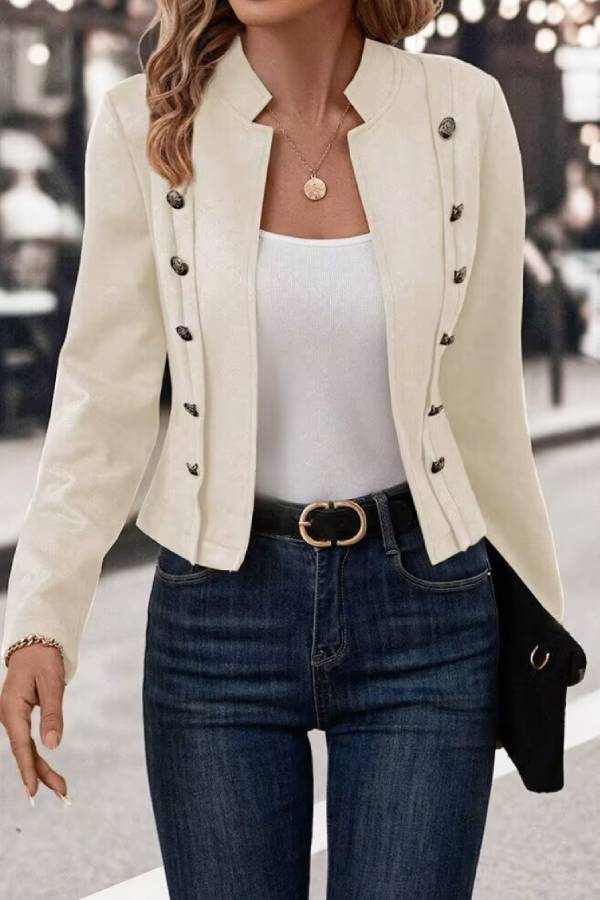 Luvik | Kauluksellinen Avoin Etu Nappi Koriste Takki