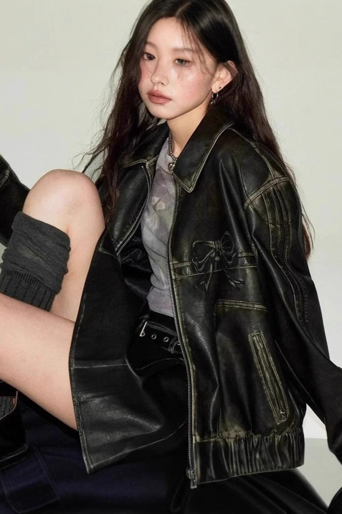 Luvik | Koriste Tekonahkainen Biker-takki