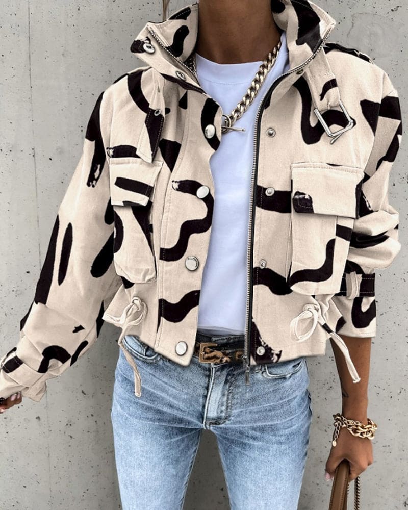 Luvik | Manteau tendance avec motif abstrait et détails de boutons