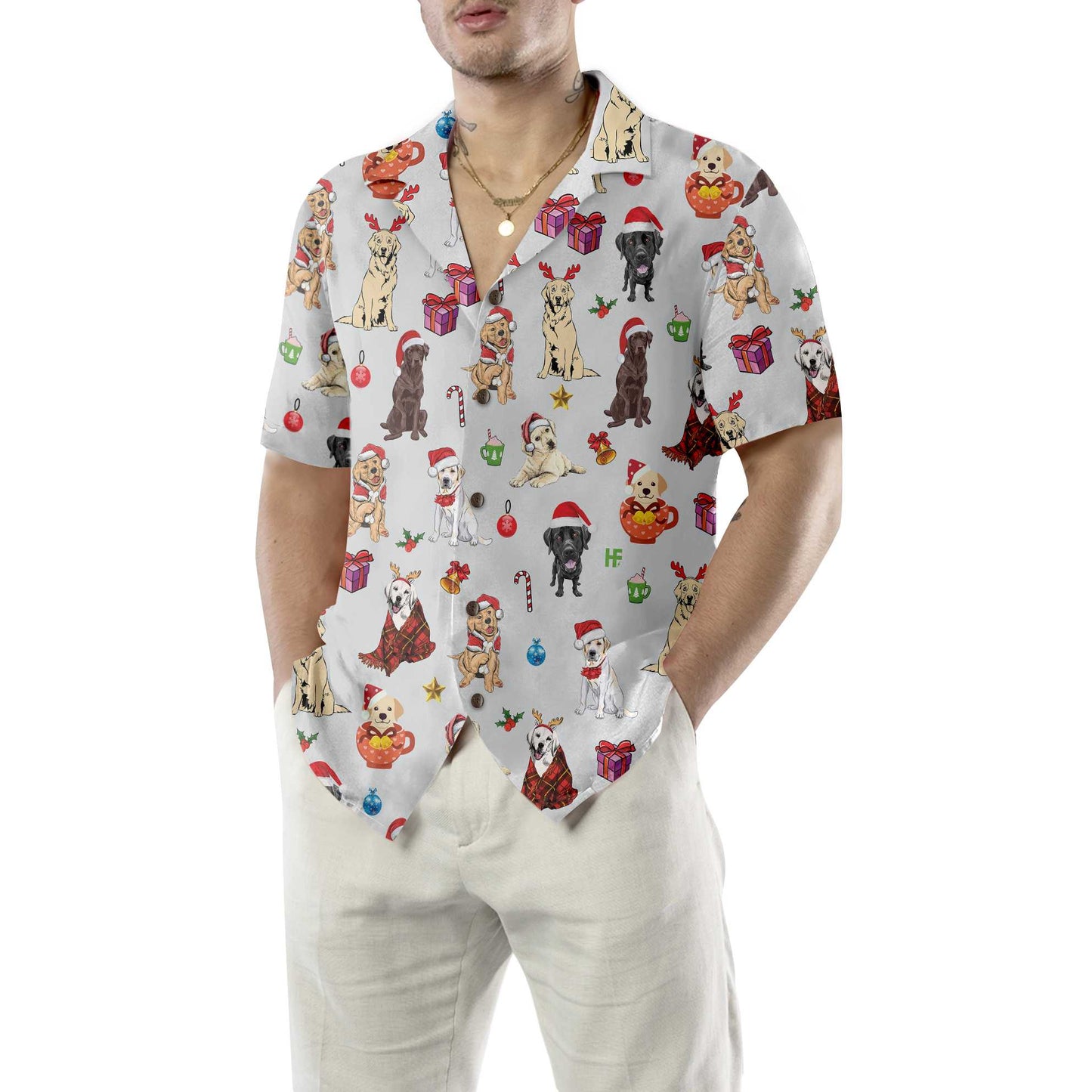 Luvik | Suloinen Labrador Retriever -Havaijipaita jouluksi, hauska Labrador joulupaita, paras joululahja