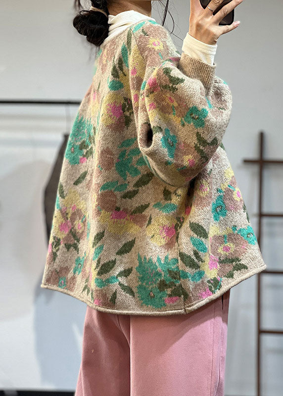 Luvik | Khaki O-kaula suur koko painatus talvipuserot