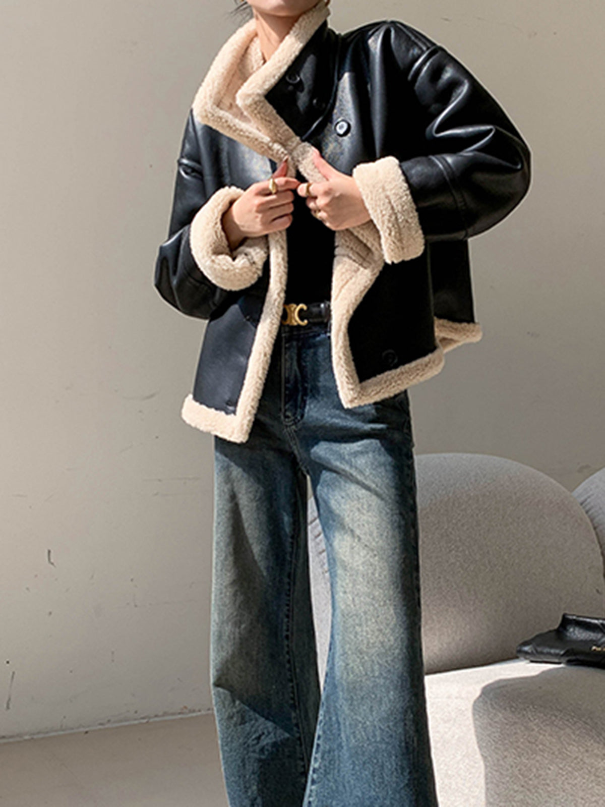 Luvik | Vuoritettu tekonahkatakki