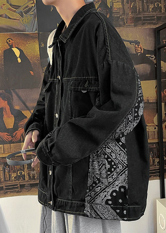 Luvik | Painetut laukut miesten takit Peter Pan -kauluksella