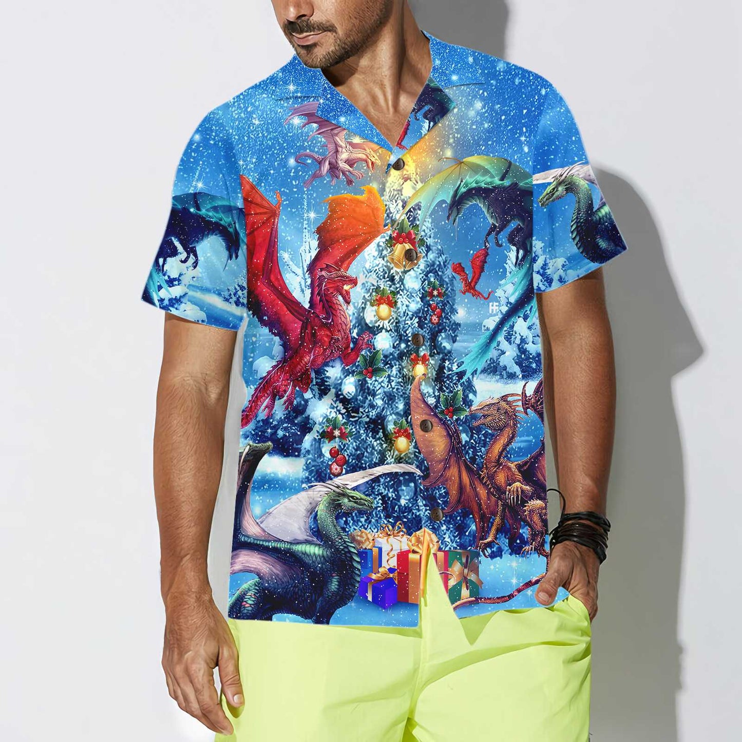 Luvik | Jouluhawaiipaita Dragons Reunion, Juhlavahawaiipaita miehille