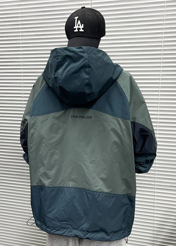 Luvik | Sininen huppari, jossa on puuvillasta valmistettu patchwork-käytön kiristysnarulla miesten käyttöön