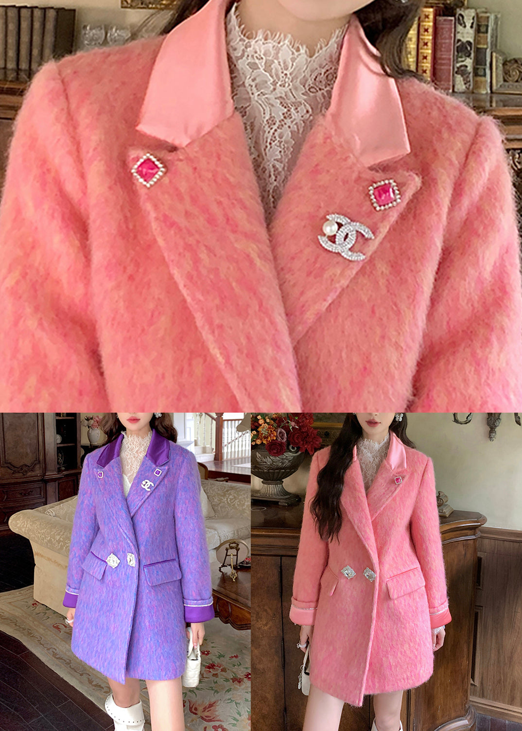 Luvik | Rose Peter Pan Kaulus Zirkoni Villakangastakit Talvi