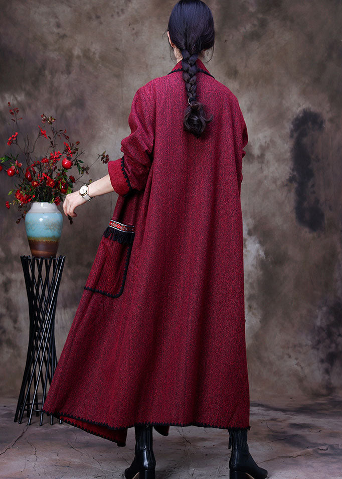 Luvik | Roter Peter-Pan-Cou epäsymmetrinen muotoilu taskut takit kashmir