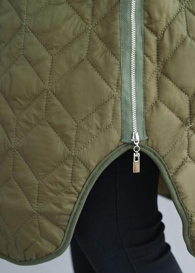 Luvik | trendikkäät vihreät armeijan talvitakit suuret koot O-kaula-aukko vetoketjulla päällystakki