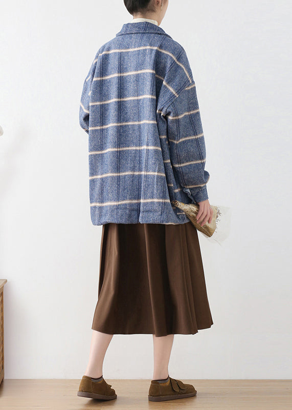 Luvik | Peter Pan sininen ruutukuviollinen villakangastakki napilla