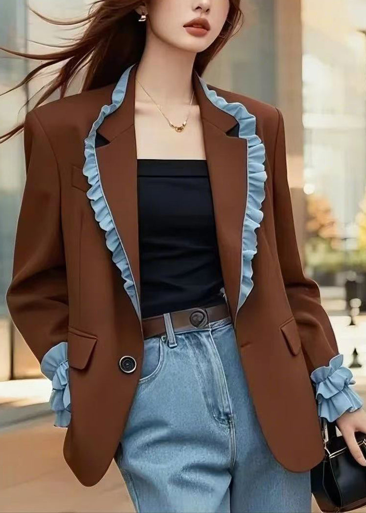 Luvik | Ruskea ryppypoikapanta-patchwork-takki