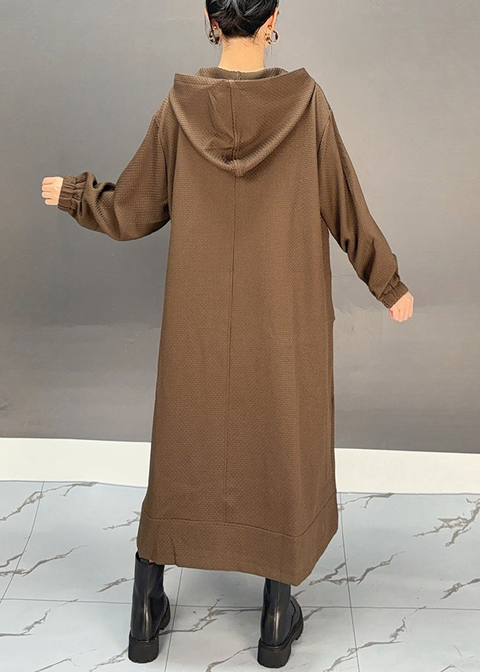 Luvik | Sukatakki suklaanvärinen, jossa vetoketjulliset taskut, puuvillasta Pitkät takit