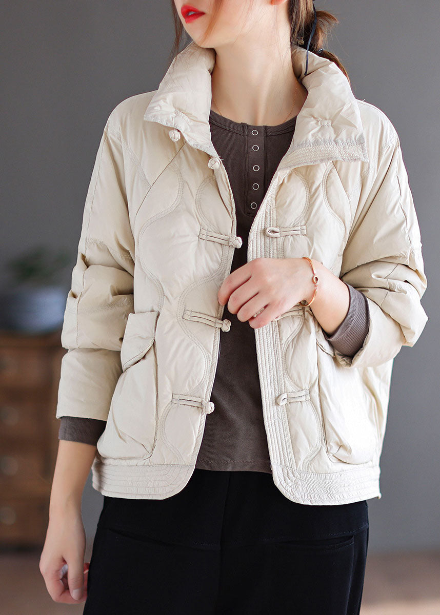 Luvik | Vaalea vihreä untuvatakki nappien kanssa