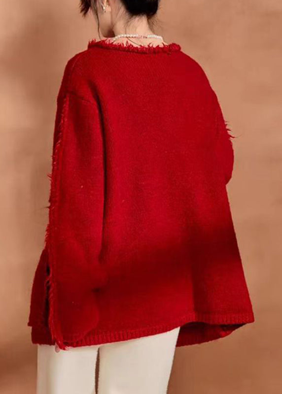 Luvik | Punaiset laukut Patchwork Napit Puuvilla Neuleet