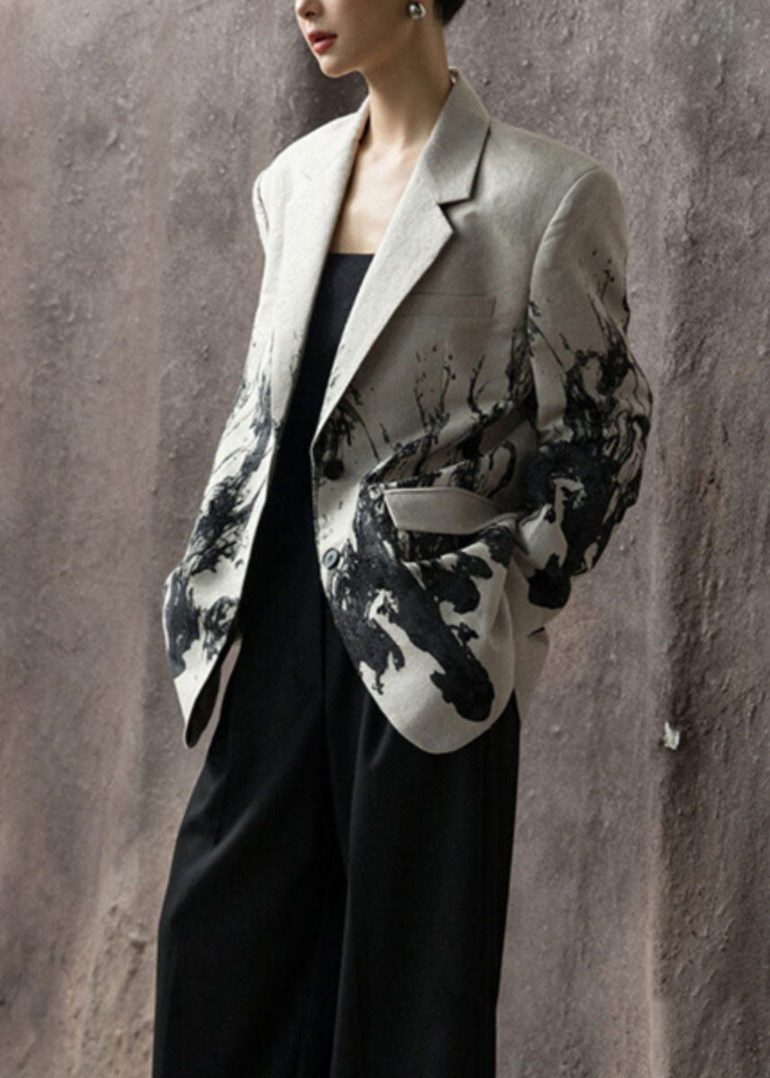 Luvik | Peter Pan Kaulus Painettu Napitettu Puuvilla Puku Takit