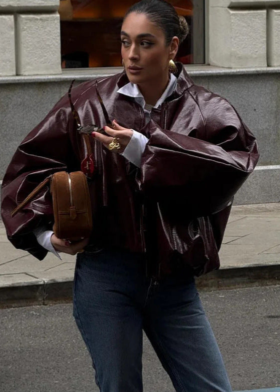 Luvik | Yli koko Kiiltävä keinonahkatakki