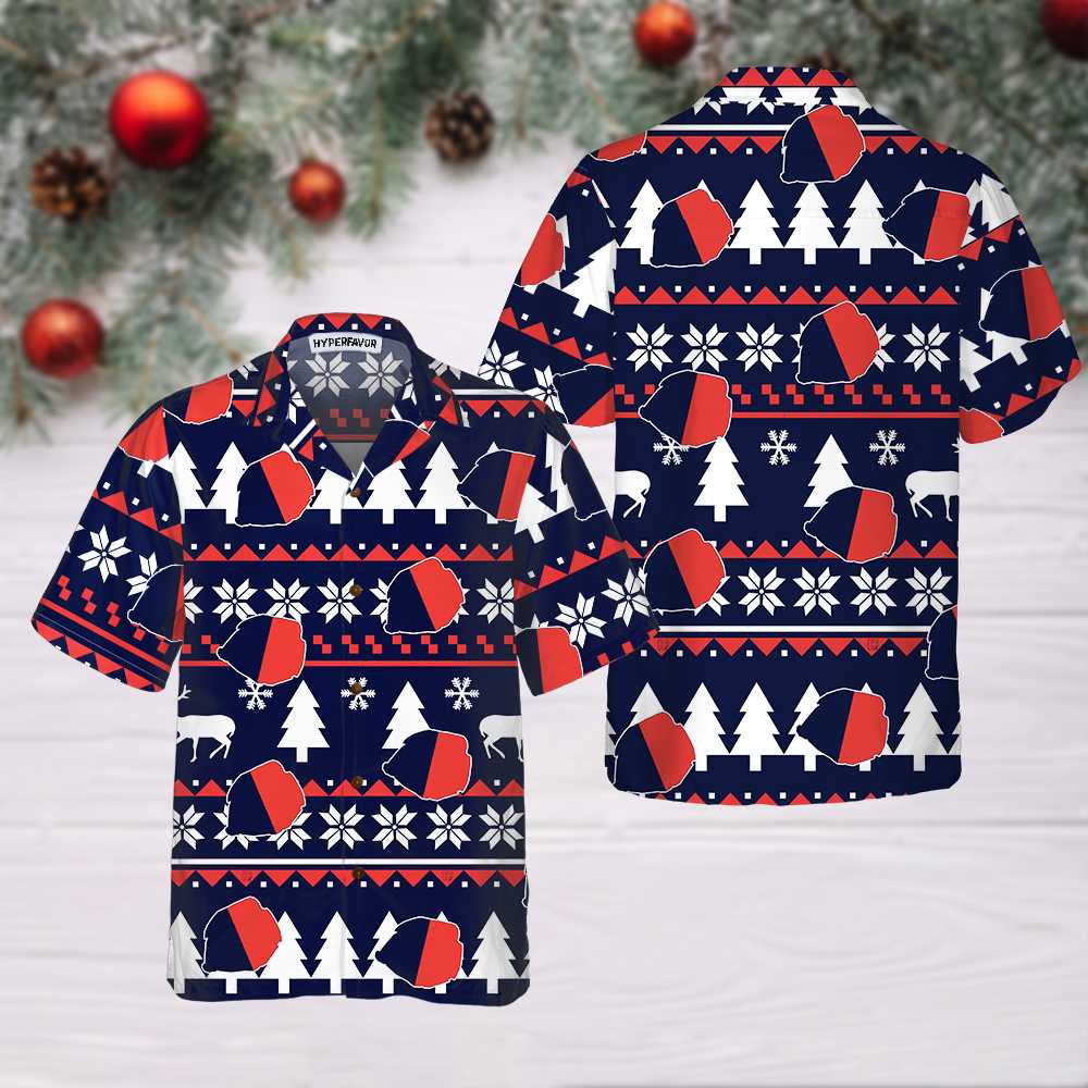 Luvik | Parigi juletunika med juletrykk, juleskjorte med det franske flagget for menn