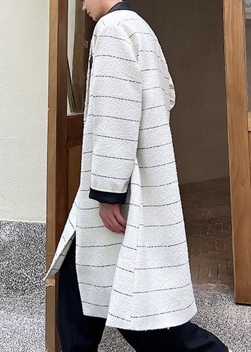 Luvik | Hihaton Vaaleanruskea Raidallinen Nappi Taskut Villa Miehille Talvitakit