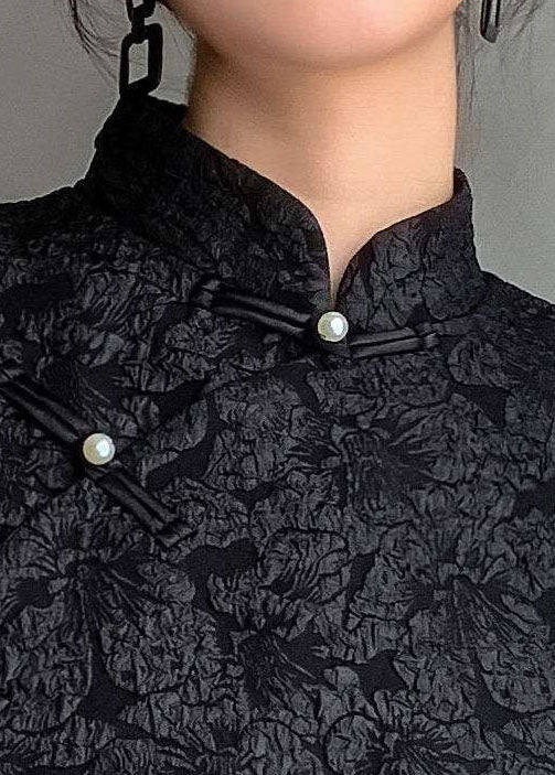 Luvik | Koko Ohut musta painettu takki