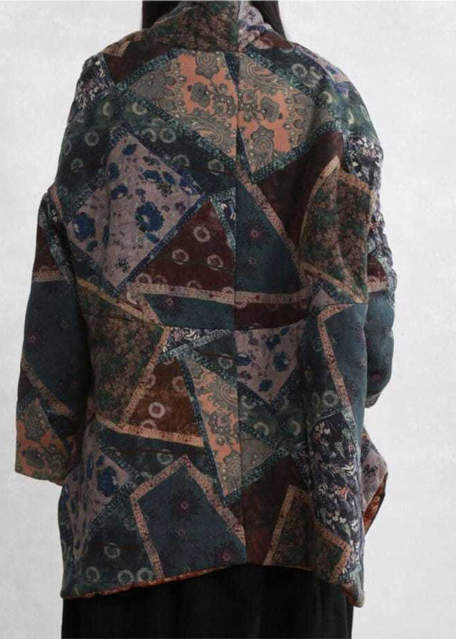 Luvik | Koot Asymmetrinen muotoilu vihreä Kuviointi Ohut puuvillaviitta pehmeästä talvesta