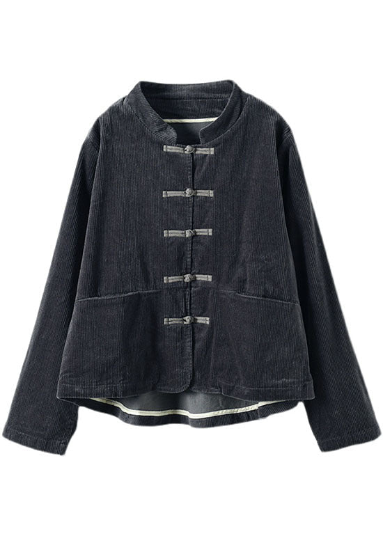 Luvik | Koristehihnat corduroy-takit, joissa on taskut ja napit, korkealla kauluksella ja patchworkilla