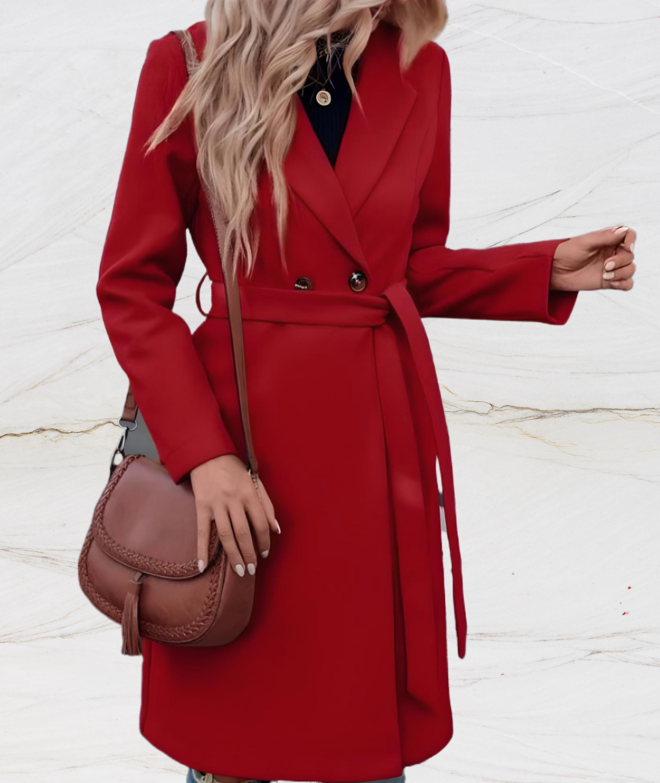 Luvik | Manteau long pour femme avec grand col à boutons