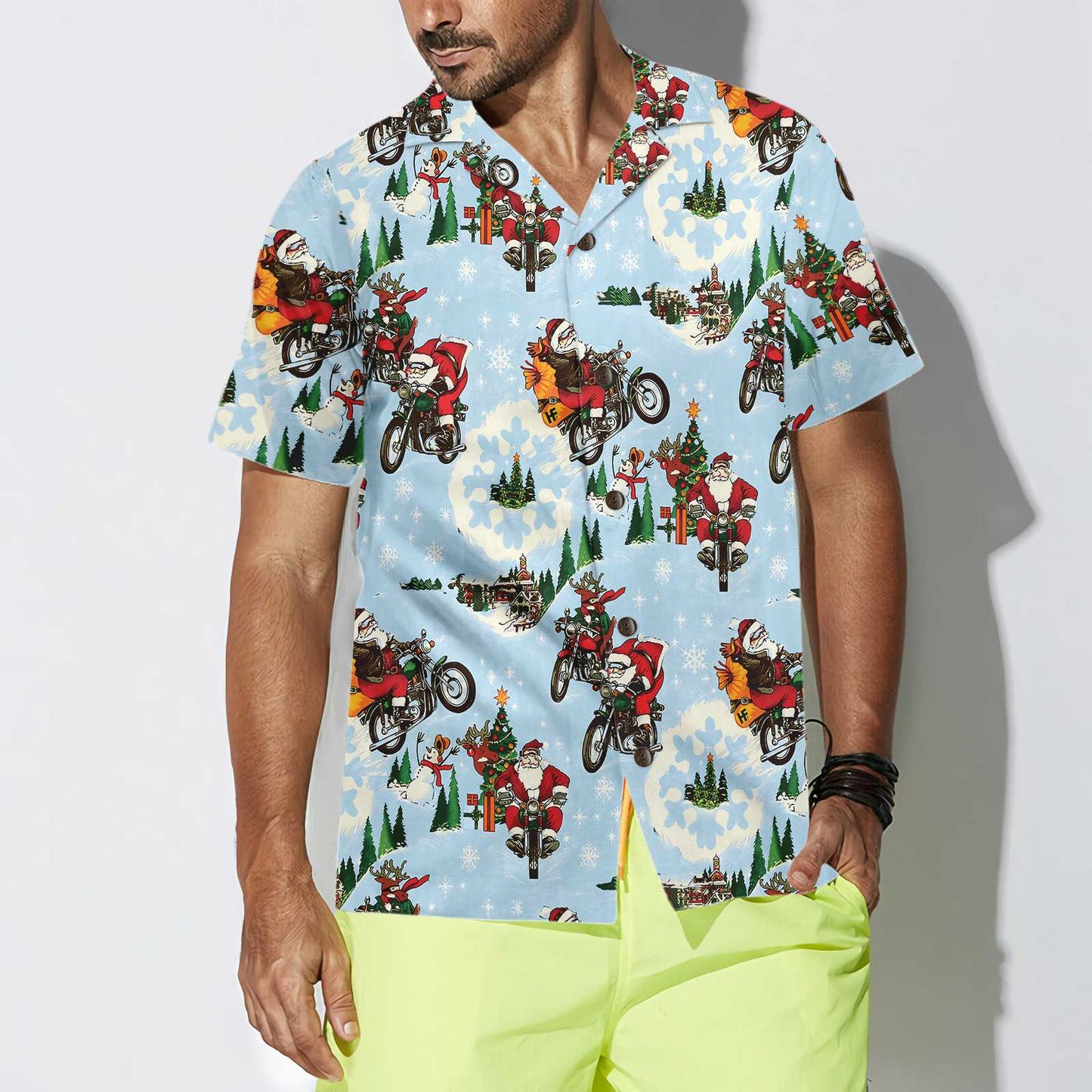 Luvik | Santa Sur Moto Hawaii-paita, Hauska Joulupukin Paita, Paras Lahja Jouluksi