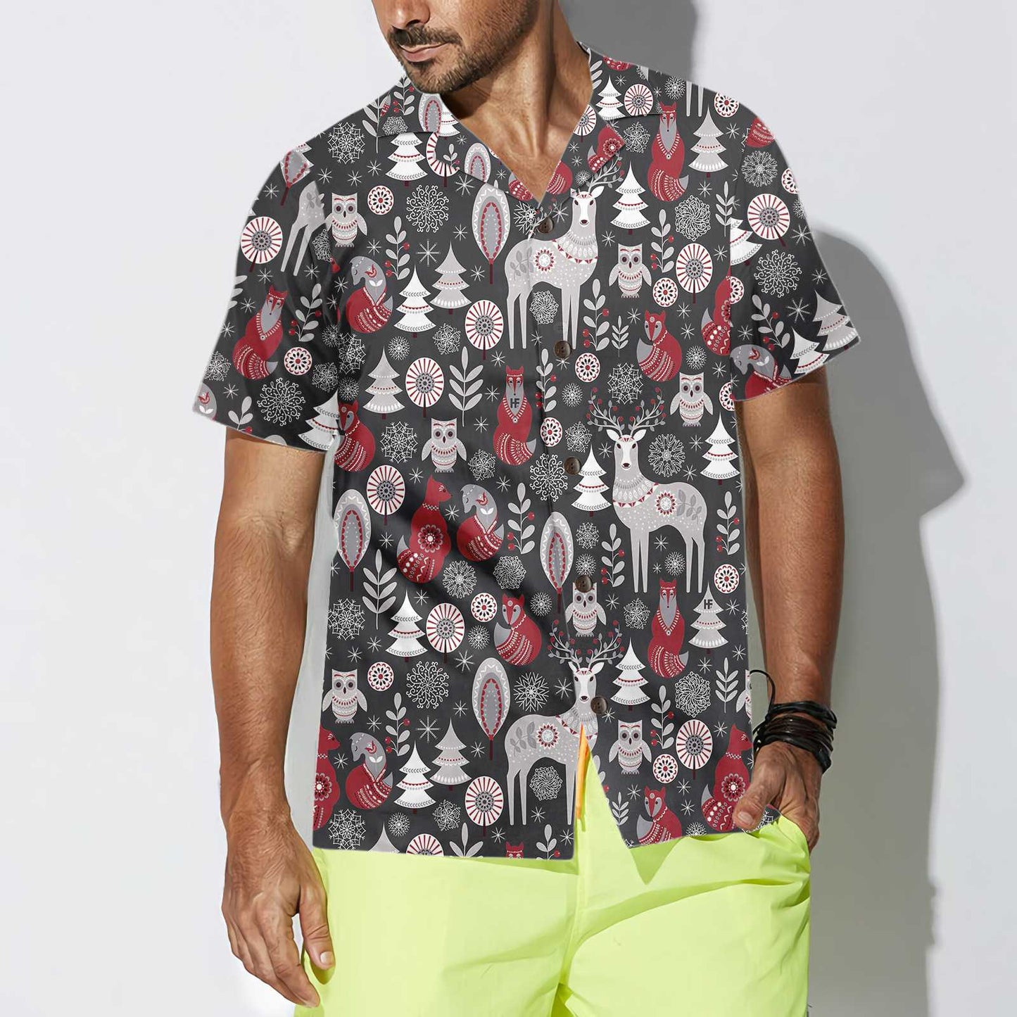 Luvik | Havaijin paita Skandinaavisten metsien eläimet, Siisti joulupaita miehille ja naisille