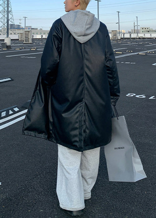 Luvik | Peter Pan kauluksen ruskea nappi tekonahkainen takki miehille