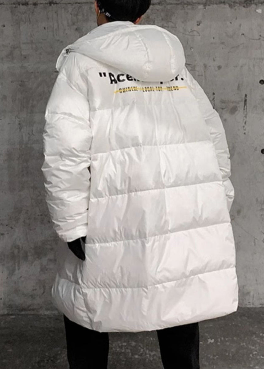 Luvik | Miesten untuvaparka vetoketjulla ja valkoisella hupulla