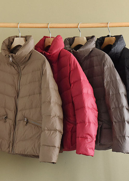 Luvik | Khaki Poolokaulus Taskut Muoti Talvi Untuvatakit