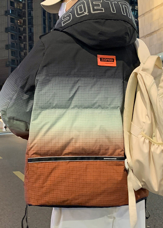 Luvik | Oranssi liukuvärjäys huppari taskuilla ankkamallistot miesten takit talvitakit