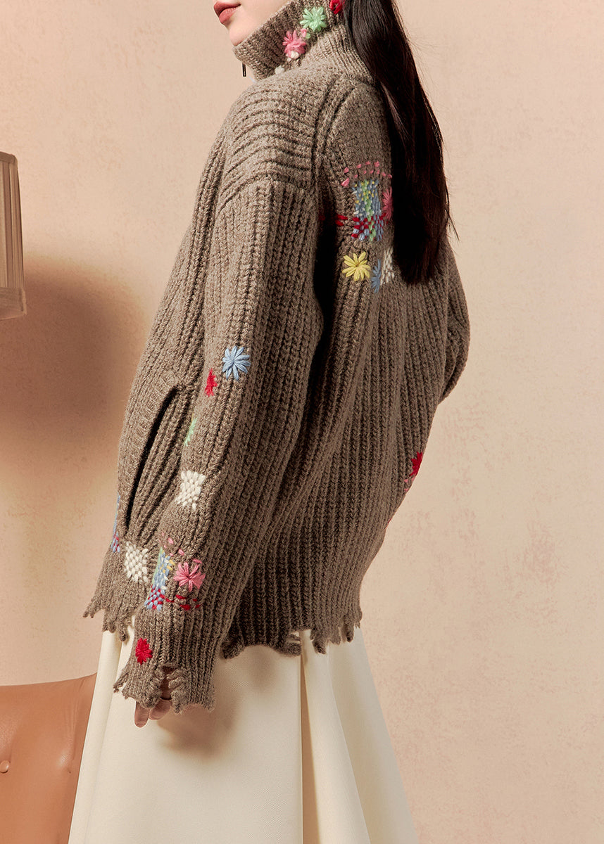 Luvik | Kahvi Vetoketjulla Villapussit Talvitakit