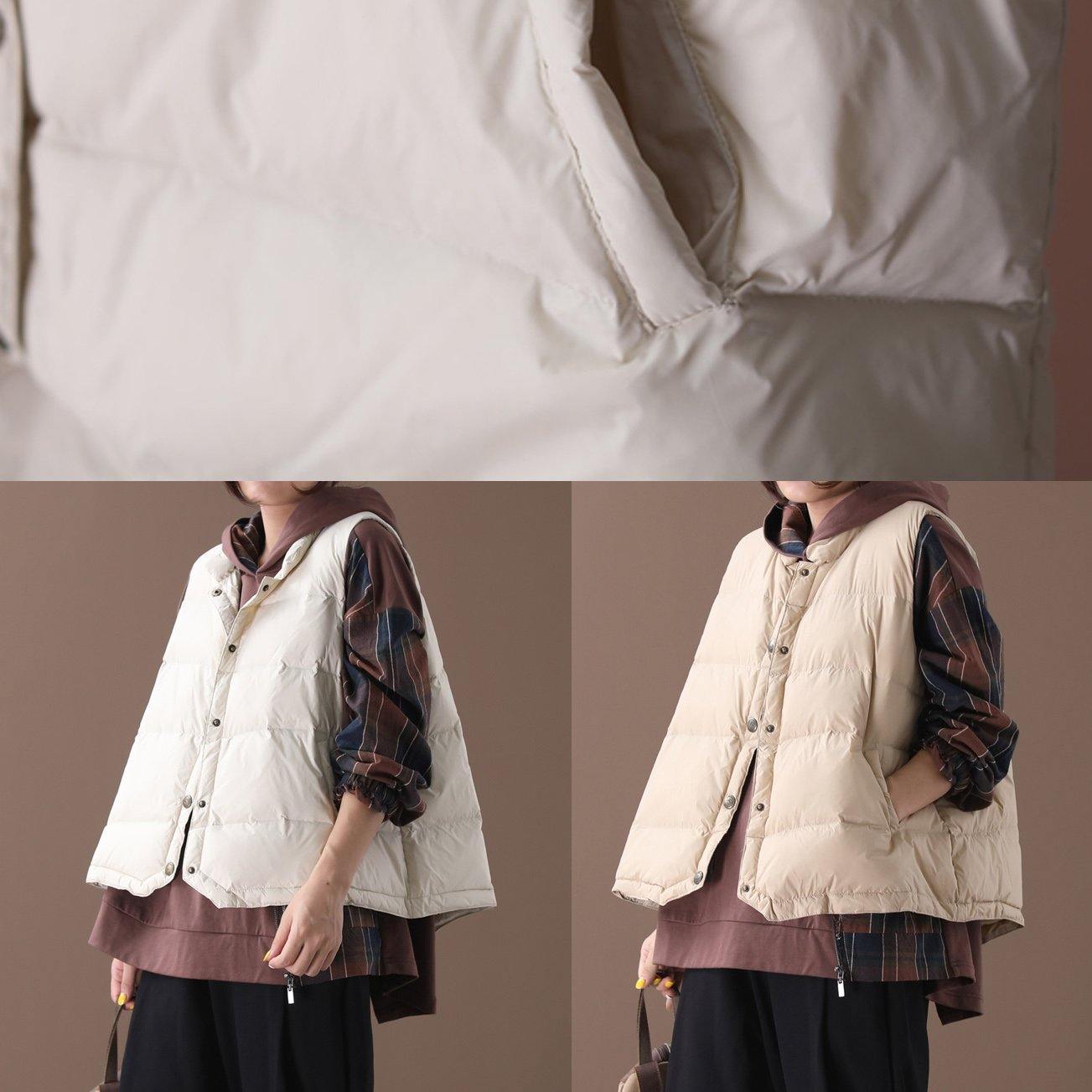 Luvik | beige Parkat trendikäs Plus-Size talvivaatteet korkeakauluksellinen ilman hihoja ulkoiluvaatteet