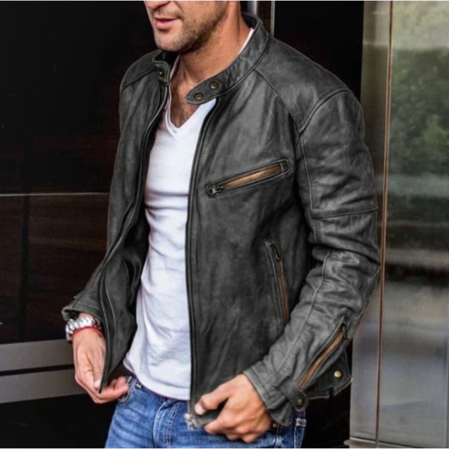 Luvik | Veste en cuir de moto pour hommes