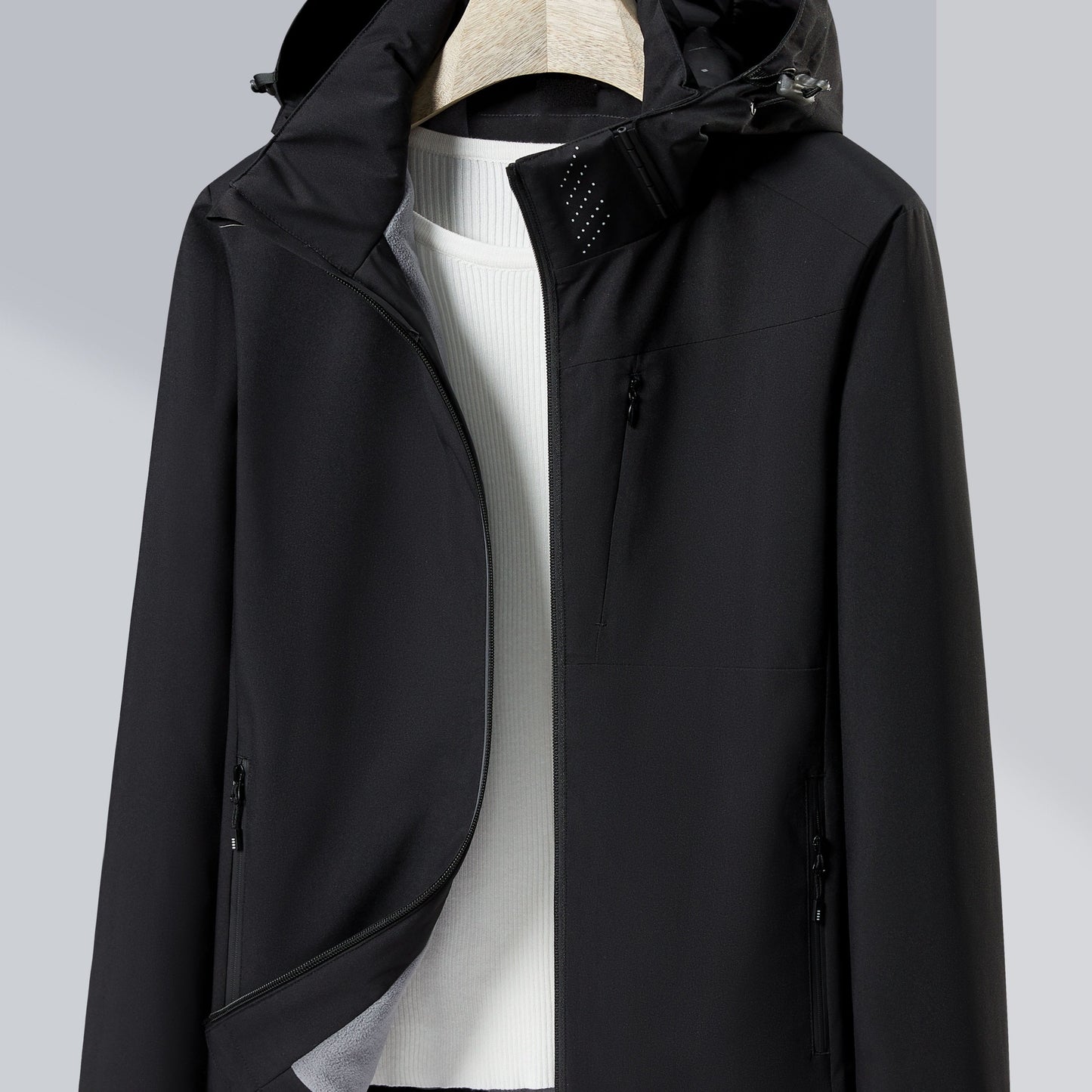 Luvik | Tuulenpitävä ja vedenpitävä ulkoilutakki fleecvuorilla ja hupulla