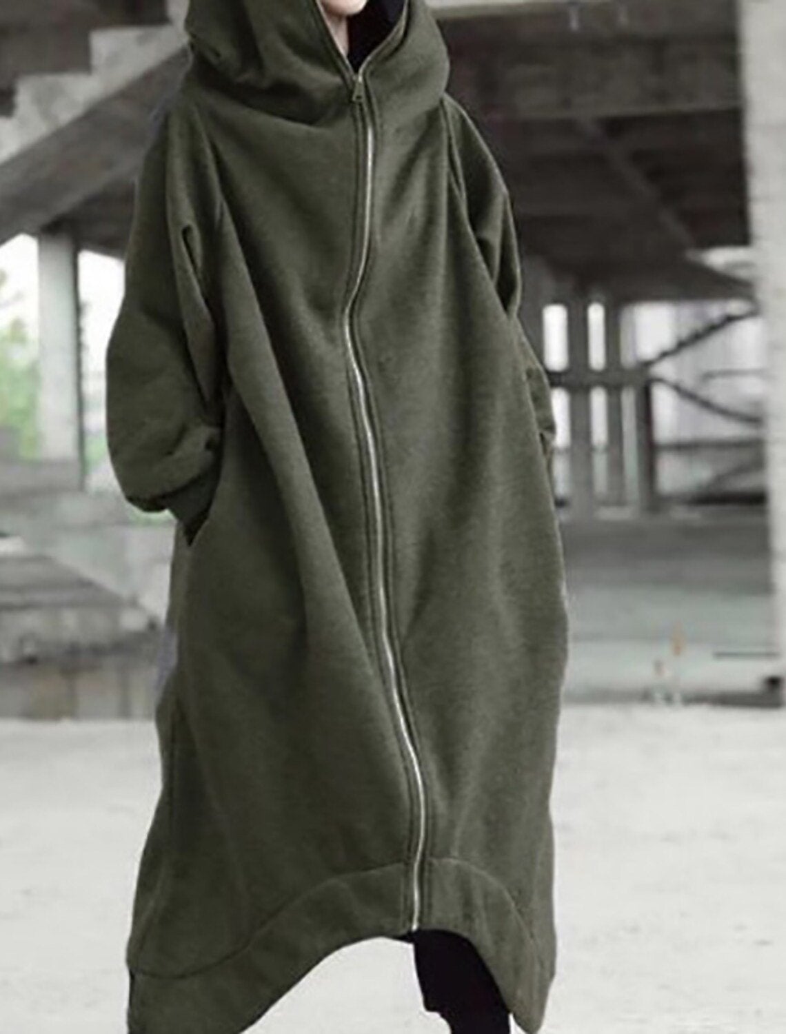 Luvik | Eleganz Monipuolinen Pitkä Takki Huoodilla