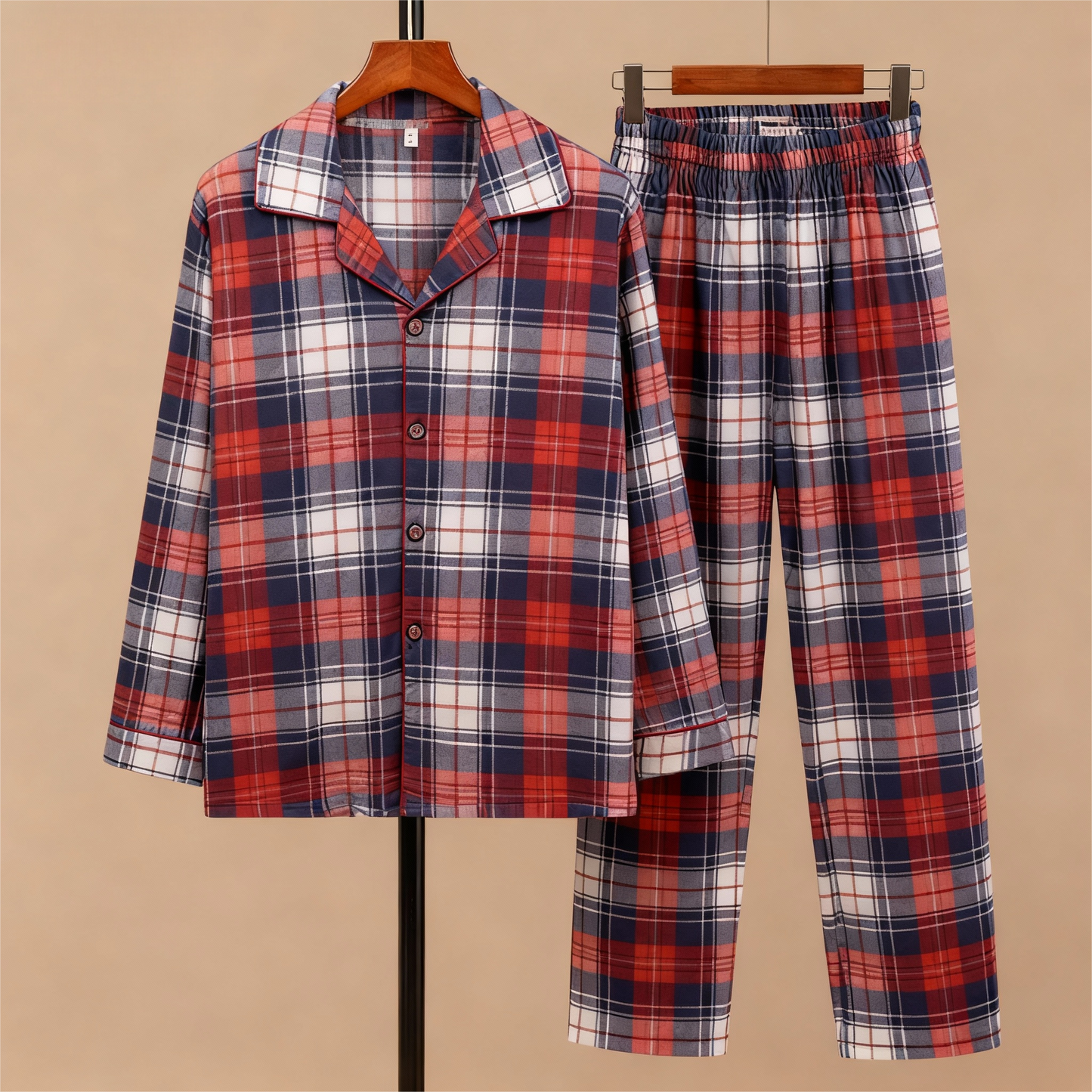 Luvik | Komfortable Ruter Med Knapper Foran Nattøy Sett Til Jul