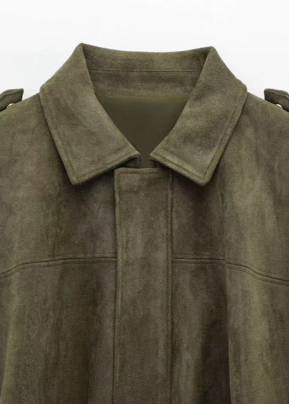 Luvik | Ylipitkä Nahka Vetoketjulla Takki