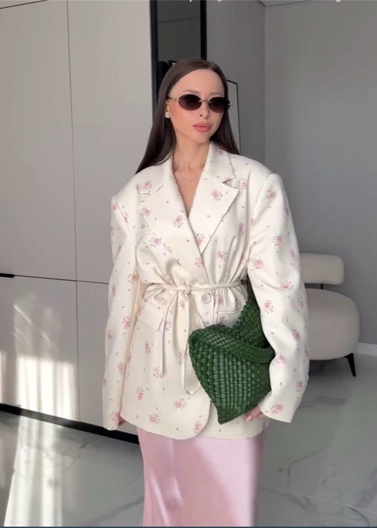 Luvik | Puutarha - Vyöllinen Kukallinen Printti Bleiseri