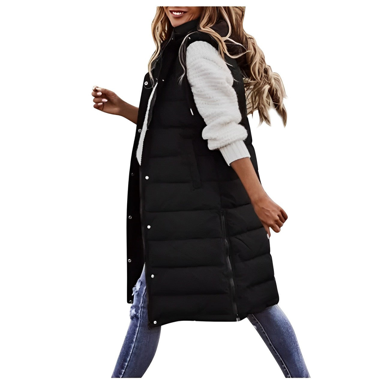 Luvik | Pidempi hihaton toppatakki