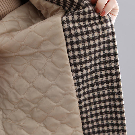 Luvik | trendikokoista naisten ruutukuosillinen parkatakki lämpimällä hupulla luksus talvitakki pitkällä hihalla