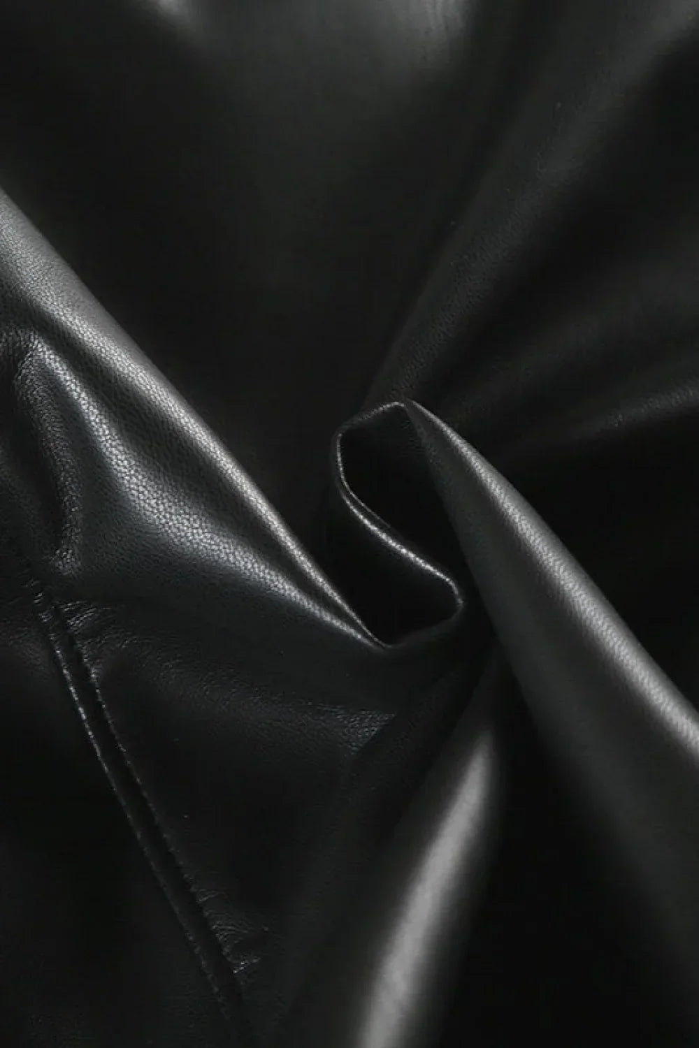 Luvik | Y2K Tekoturkis Kauluksella Nahka Vyötärö - Rypytetty Takki